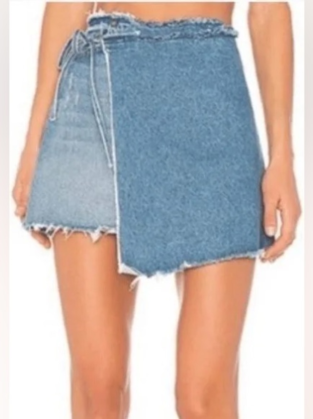 GRLFRND Ella Reconstructed
Denim Wrap Mini Skirt
